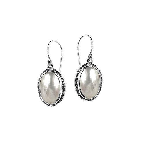SE-3586-PEW Sterling Silver Earring With Pearl Jewelry Bali Designs Inc 