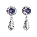 Sterling Silver Mystic Quartz Drop Earrings With Ornate Filigree Design For Wholesale Collection