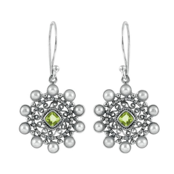SE-5525-CO6 Sterling Silver Earring With Pearl, Peridot Jewelry Bali Designs Inc 