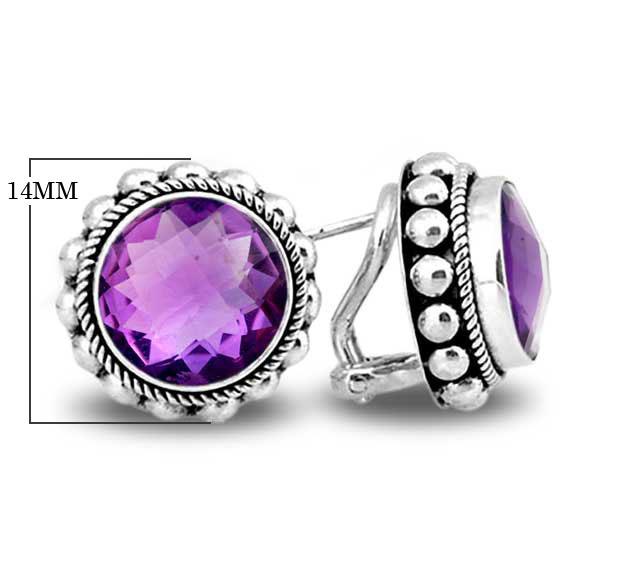 SE-7981-AM Sterling Silver Earring With Amethyst Q. Jewelry Bali Designs Inc 