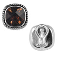 Sterling Silver Cushion Stud Earrings With Smoky Quartz