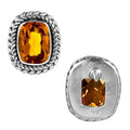 Sterling Silver Oval Cushion Stud Earrings With Citrine