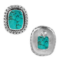 Sterling Silver Stud Earrings With Turquoise Shell Matrix Cushion And Braided Border Detailing.