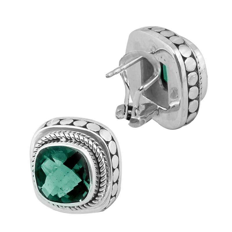 SE-8122-GQ Sterling Silver Earring With Green Quartz Jewelry Bali Designs Inc 