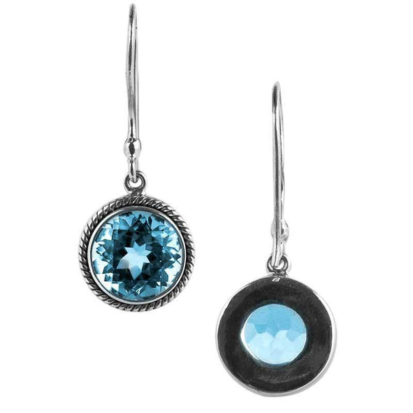 SE-8209-BT Sterling Silver Earring With Blue Topaz Q. Jewelry Bali Designs Inc 