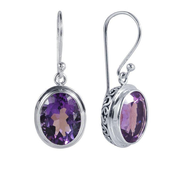 SE-8213-AM Sterling Silver Earring With Amethyst Q. Jewelry Bali Designs Inc 