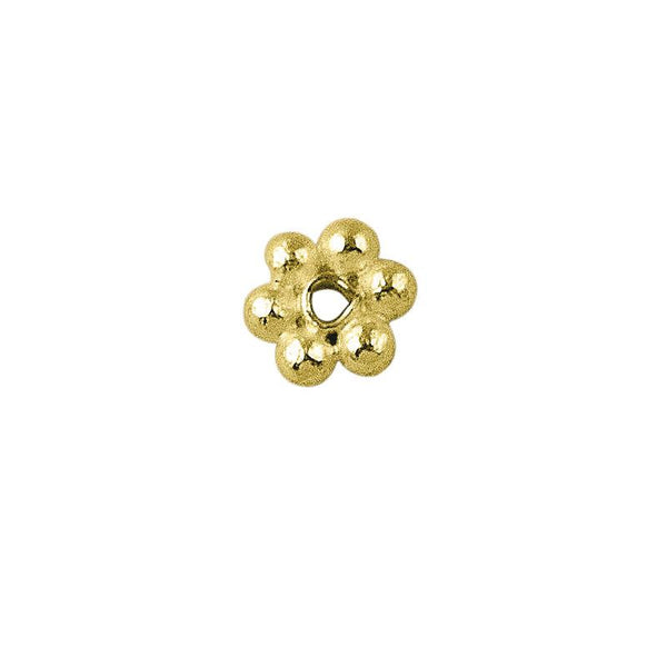 4mm daisy spacer bead in 18K gold overlay over copper, handcrafted in India for wholesale jewelry making
