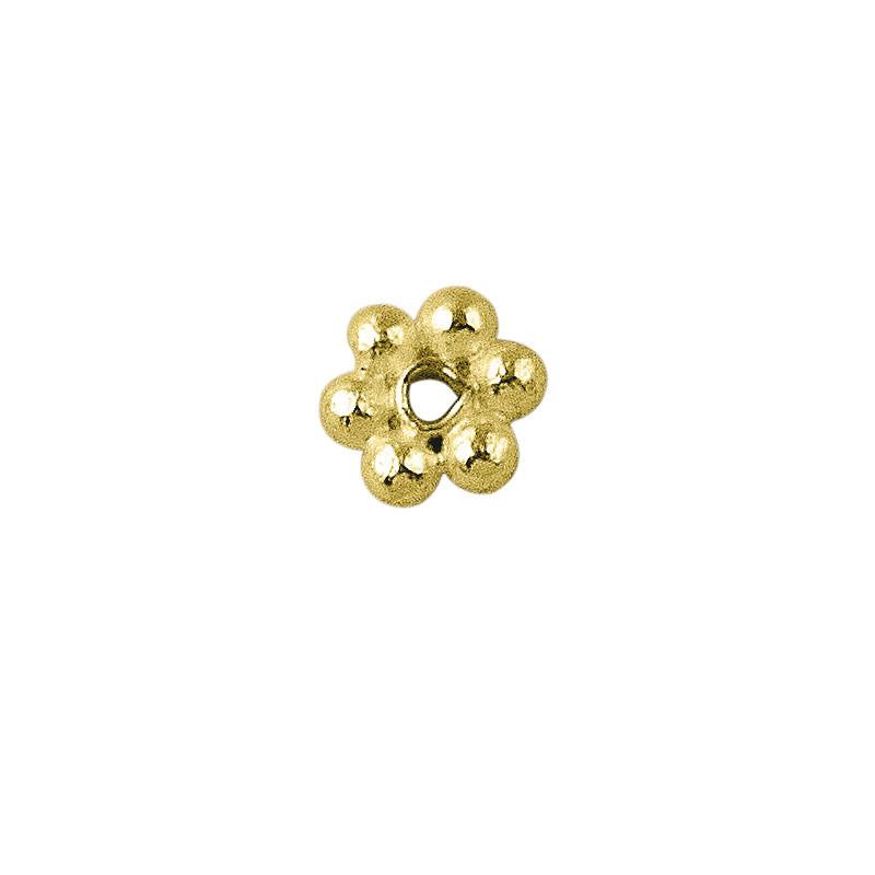 18K Gold Overlay floral spacer bead handcrafted in India for wholesale jewelry making