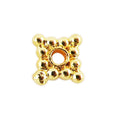 18K Gold Overlay Over Copper square spacer bead handcrafted in India with beaded texture and polished finish.