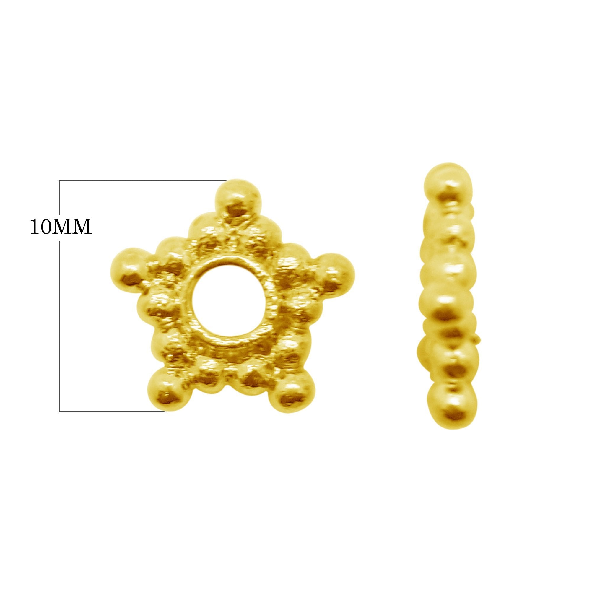 18K Gold Overlay Over Copper beaded spacer handcrafted in India with textured rounded design.