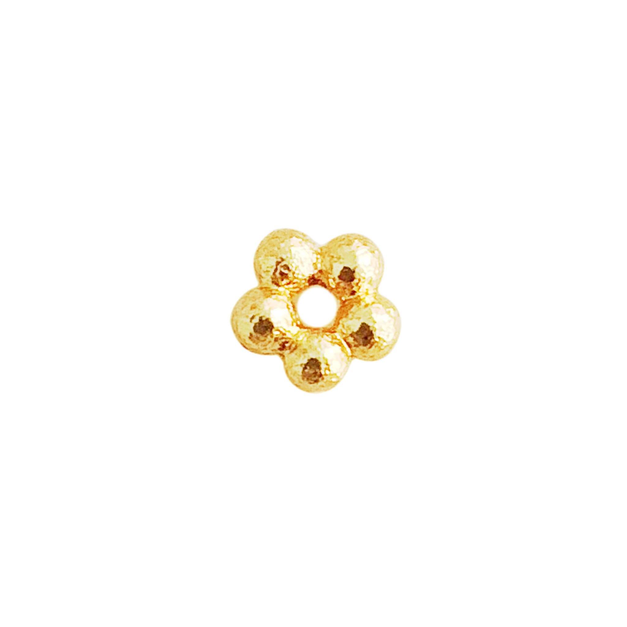 Wholesale floral spacer bead in 18K gold overlay over copper with handcrafted texture inspired by Indian artisan heritage