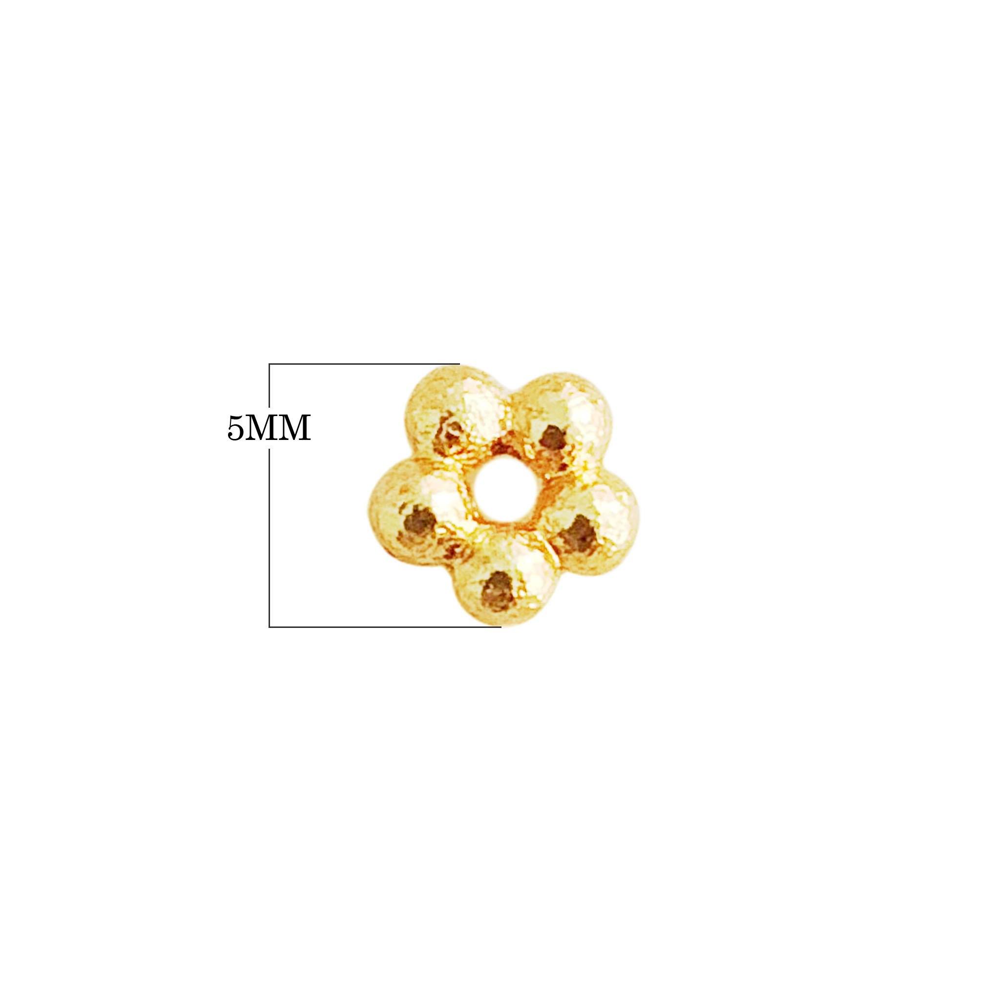 Wholesale floral spacer bead in 18K gold overlay over copper with handcrafted texture inspired by Indian artisan heritage