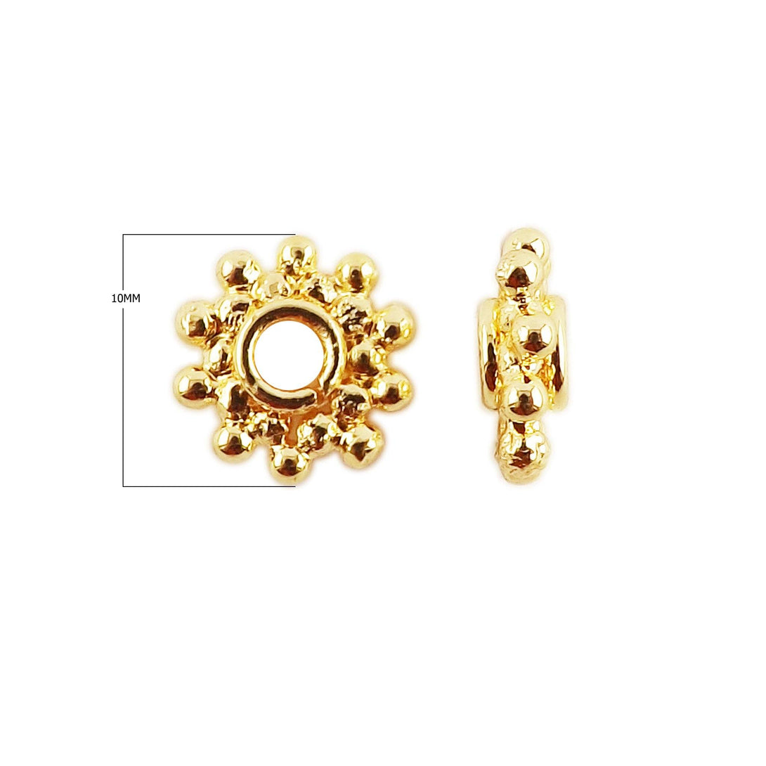 SG-114-10MM 18K Gold Overlay Spacers Beads Bali Designs Inc 