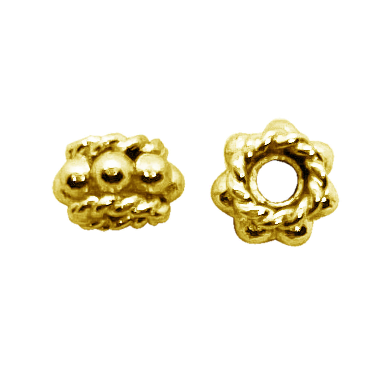 Handcrafted Bali floral spacer bead with 18K gold overlay, made in India
