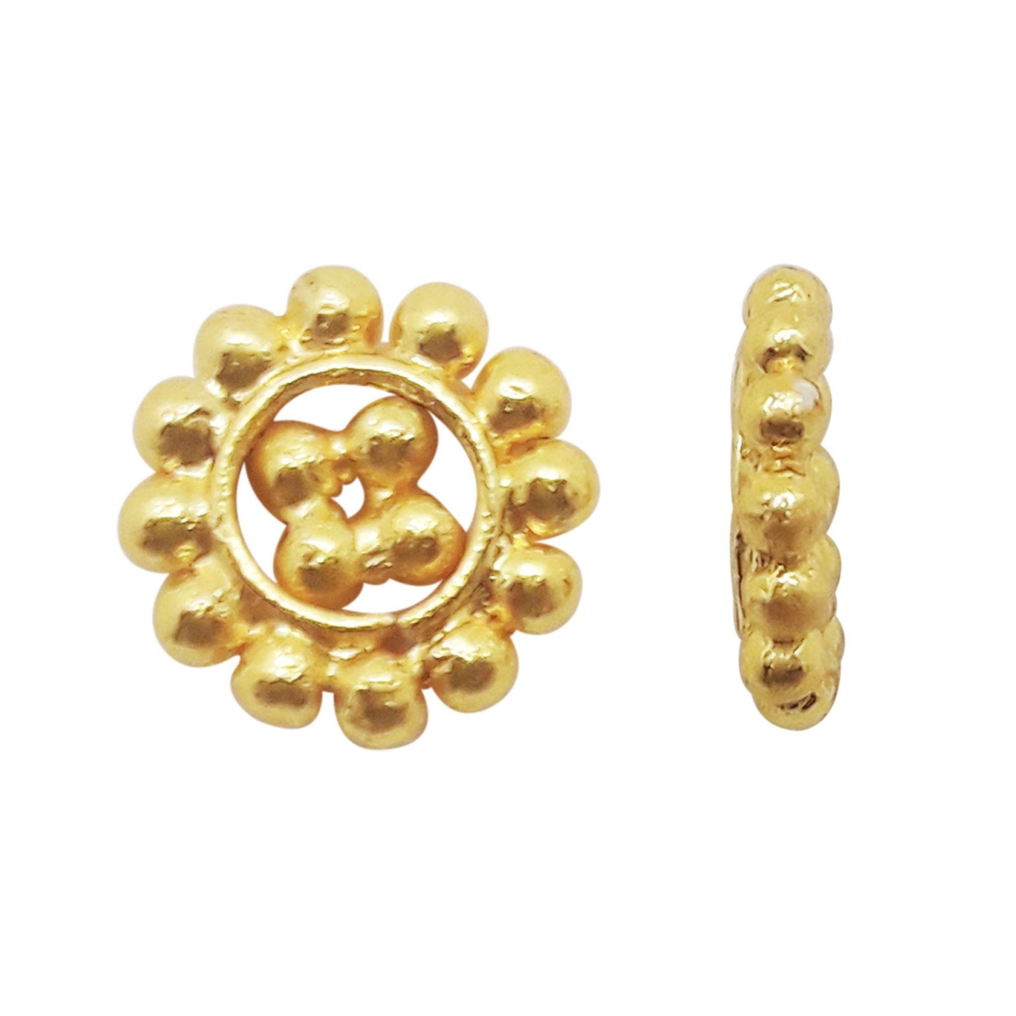 Handcrafted Bali dotted spacer bead with 18K gold overlay, India
