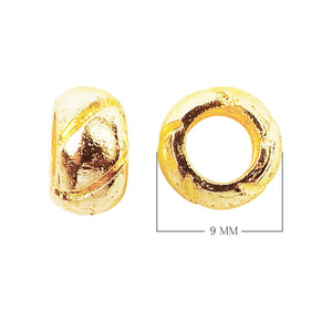 18K gold overlay spacer bead over copper with smooth rounded design handcrafted in India for wholesale jewelry making