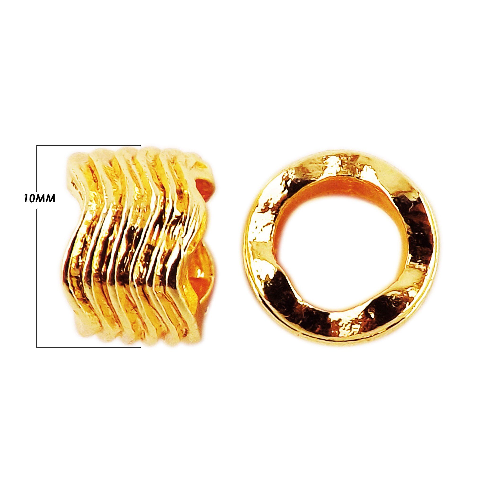 18K gold overlay large hole spacer bead handcrafted in India for wholesale jewelry making