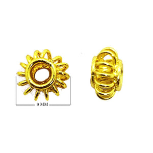 18K gold overlay over copper granulated spacer beads handcrafted in India with artisan texture and polished finish.