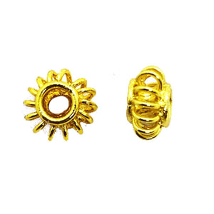 18K gold overlay over copper granulated spacer beads handcrafted in India with artisan texture and polished finish.