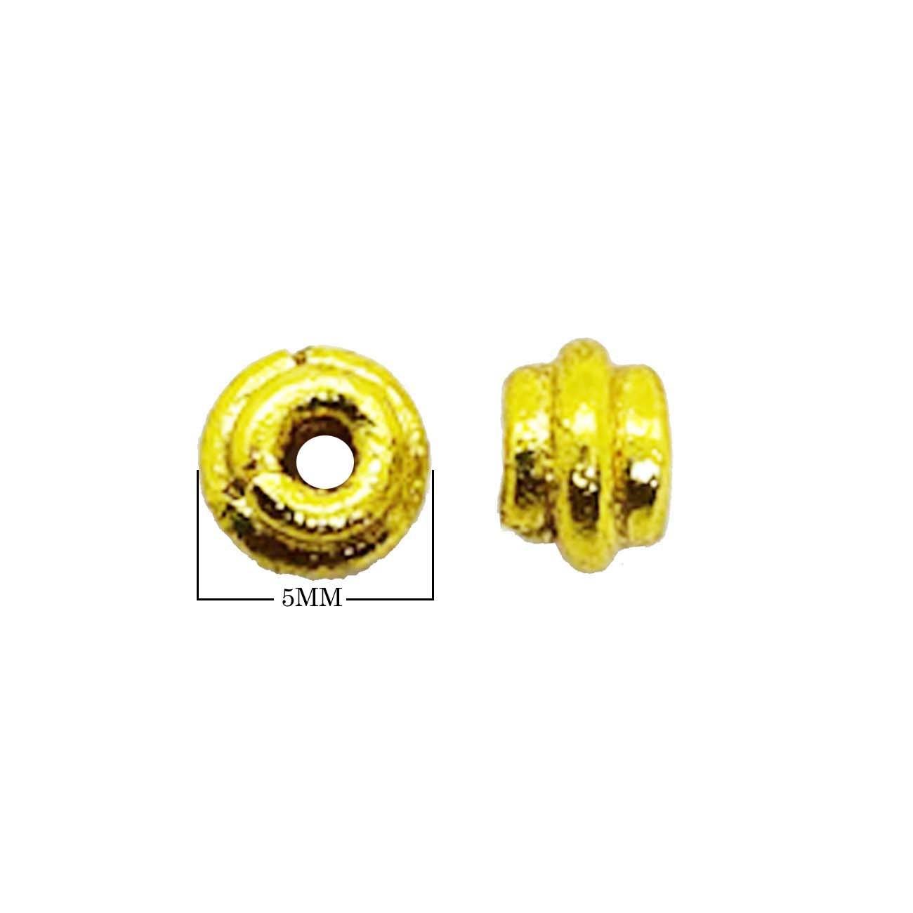 18K gold overlay over copper grooved spacer beads handcrafted in India with double-line design and polished finish.