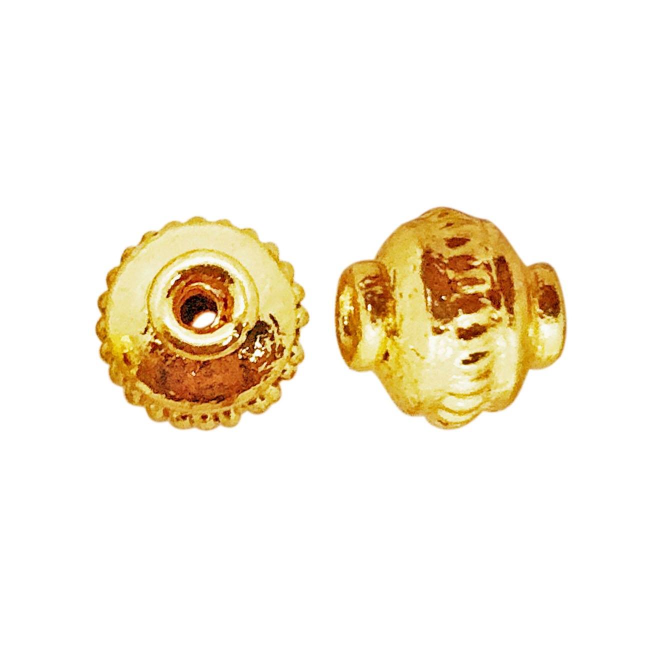 18K gold overlay over copper Bali-style spacer beads handcrafted in India for wholesale jewelry making