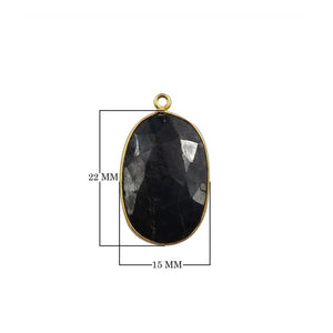 18K gold overlay sapphire stone oval connector with one hole handcrafted in India for wholesale jewelry making