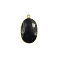 18K gold overlay sapphire stone oval connector with one hole handcrafted in India for wholesale jewelry making