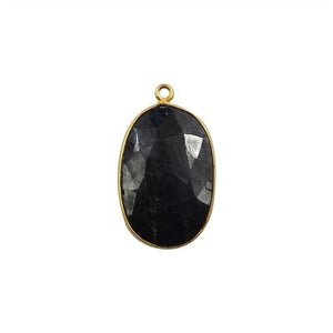 18K gold overlay sapphire stone oval connector with one hole handcrafted in India for wholesale jewelry making