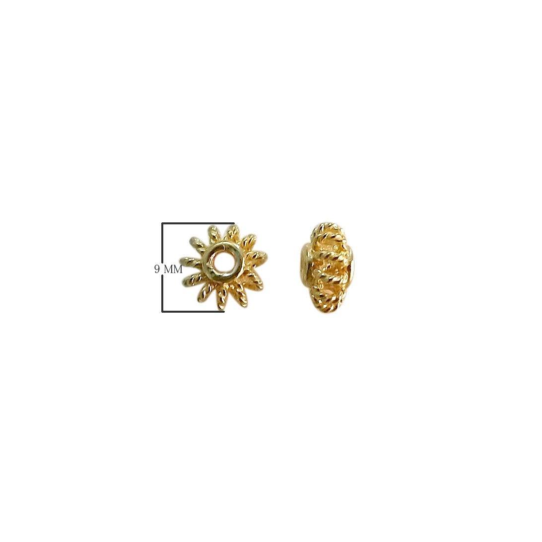 18K gold overlay petite sunburst Bali spacer bead handcrafted in India for wholesale jewelry making