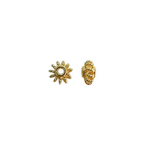 18K gold overlay petite sunburst Bali spacer bead handcrafted in India for wholesale jewelry making