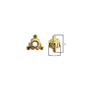 18K gold overlay triangular granulated Bali spacer bead handcrafted in India for wholesale jewelry making