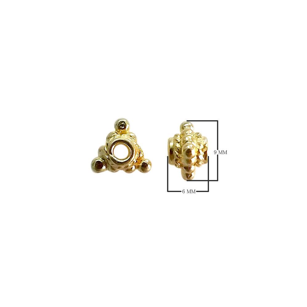 18K gold overlay triangular granulated Bali spacer bead handcrafted in India for wholesale jewelry making