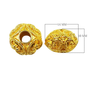 18K gold overlay ornate panel Bali spacer bead handcrafted in India for wholesale jewelry making