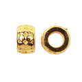 18K gold overlay large hole diamond motif barrel Bali spacer bead handcrafted in India for wholesale jewelry making