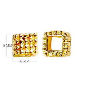 18K gold overlay large hole square hammered Bali spacer bead handcrafted in India for wholesale jewelry making