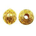 18K Gold Overlay Over Copper ornate round jewelry component with polished finish made in India