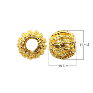 18K Gold Overlay Over Copper rounded jewelry component with flowing surface details made in India