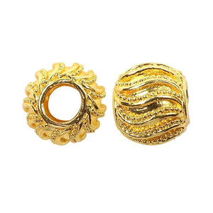 18K Gold Overlay Over Copper rounded jewelry component with flowing surface details made in India