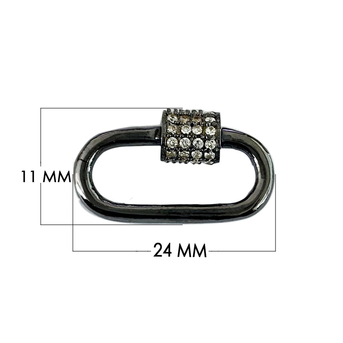 SL-8024-BR-24X11MM Black Rhodium Overlay Carabiner lock With Cubic Zirconia Jewelry Bali Designs Inc 