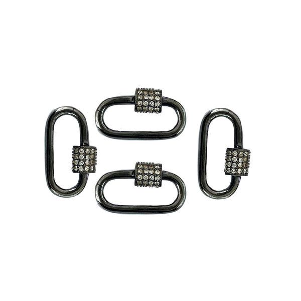 SL-8024-BR-24X11MM Black Rhodium Overlay Carabiner lock With Cubic Zirconia Jewelry Bali Designs Inc 