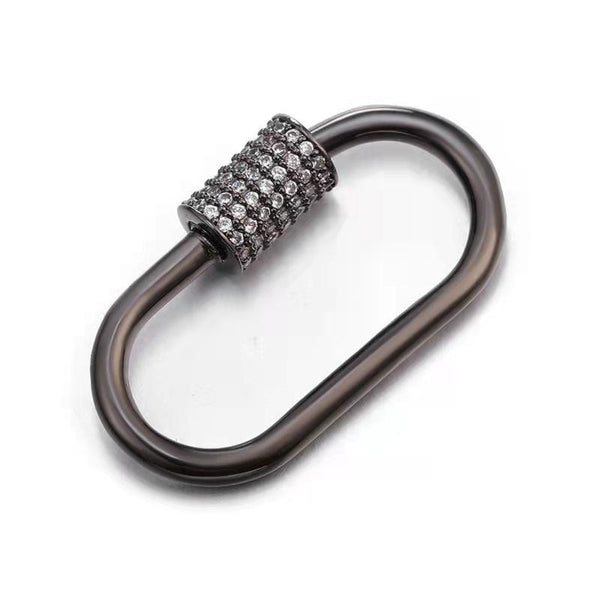 SL-8024-BR-27X14MM Black Rhodium Overlay Carabiner lock With Cubic Zirconia Beads Bali Designs Inc 
