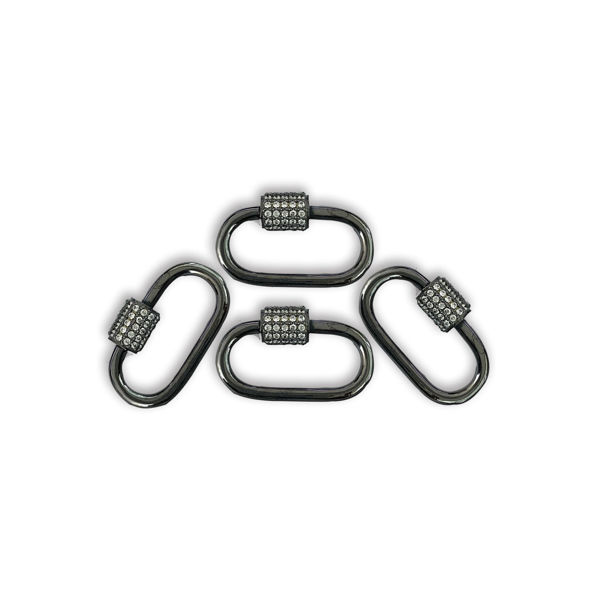 SL-8024-BR-27X14MM Black Rhodium Overlay Carabiner lock With Cubic Zirconia Jewelry Bali Designs Inc 