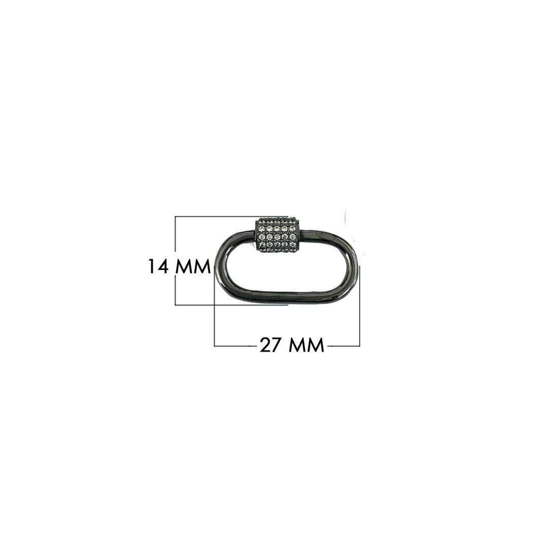SL-8024-BR-27X14MM Black Rhodium Overlay Carabiner lock With Cubic Zirconia Jewelry Bali Designs Inc 