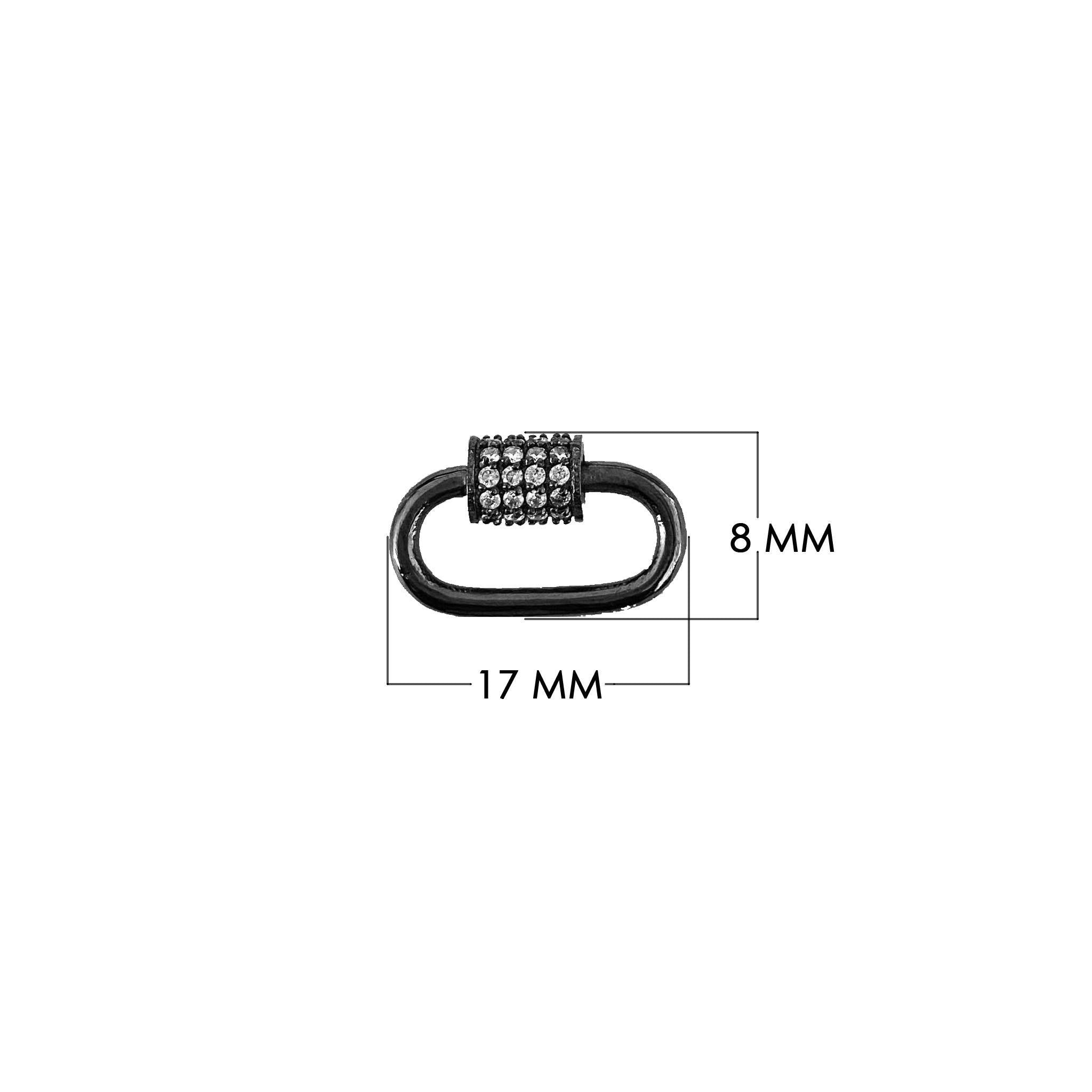Black rhodium overlay carabiner lock over copper with cubic zirconia handcrafted in India for wholesale jewelry making