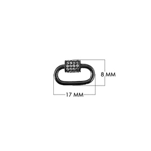 Black rhodium overlay carabiner lock over copper with cubic zirconia handcrafted in India for wholesale jewelry making