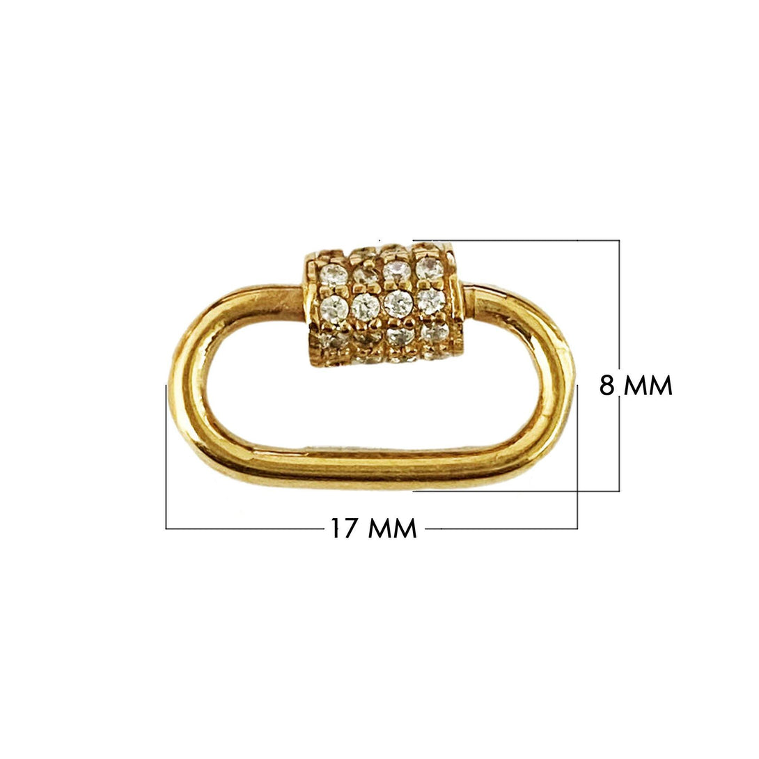 SL-8024-GD-17X8MM 18K Gold Overlay Carabiner lock With Cubic Zirconia Jewelry Bali Designs Inc 