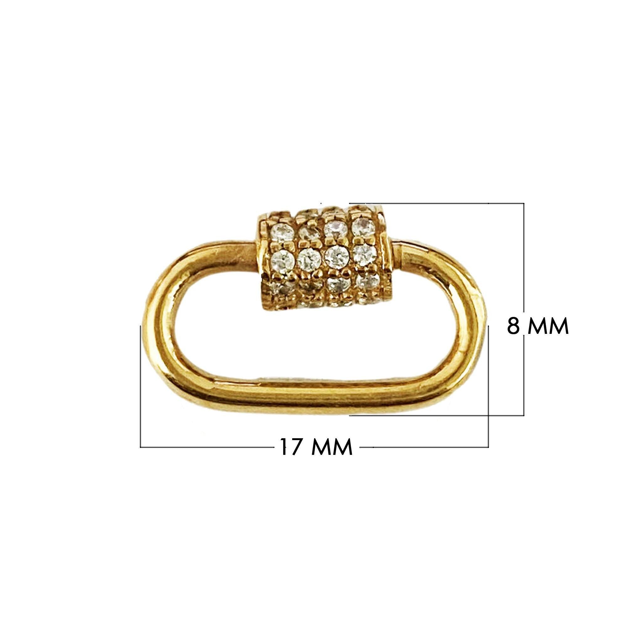 18K gold overlay carabiner lock over copper with cubic zirconia handcrafted in India for wholesale jewelry