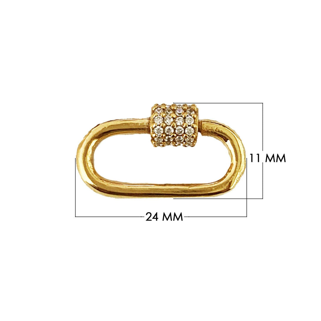 SL-8024-GD-24X11MM 18K Gold Overlay Carabiner lock With Cubic Zirconia Jewelry Bali Designs Inc 