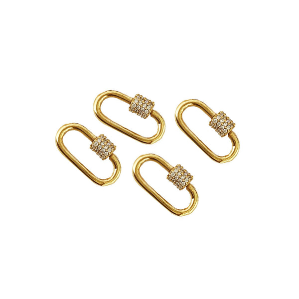 SL-8024-GD-24X11MM 18K Gold Overlay Carabiner lock With Cubic Zirconia Jewelry Bali Designs Inc 