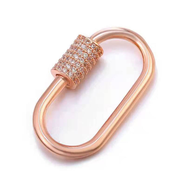 SL-8024-RG-27X14MM Rose Gold Overlay Carabiner lock With Cubic Zirconia Beads Bali Designs Inc 